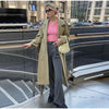 Casual Solid Long Women Coat Urban Full Sleeve Belt Double Breasted Female Jacket Autumn Winter Chic Lady Streetwear