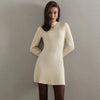 Autumn Knitting Dress Women's Spring Knitted Dress Long Sleeve Semi-High Neck A Line Skirt For An Elegant And Playful Look
