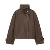 Solid Faux Suede Jackets Women's Stand Collar Full Sleeves Zip Cropped Coat Autumn Winter Lady Casual Outerwear