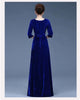 Middle-Aged Mother Golden Velvet Dress Women Autumn Party Dresses Lady V-Neck Temperament Long Dress Female Vestido