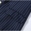 Pinstripe Women's Blazer Coats Back Cut Out Tie Long Sleeve Jackets for Woman Lapel Collar Navy Striped Suit Jacket Office Chic