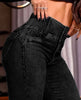 Allukasa autumn winter Elegant High Waist Button Front Casual Female Jeans Sexy Back Shirred Trouser Bottom