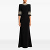 High Street Designer Party Vestido Women's Pearl Studded Diamond Long Dress