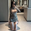 Mature Elegant Charm Hollow Out Wrap Buttocks Dress Sexy Cut-out Slim Zebra Pattern Buttock Dress For Women W7TR