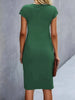 Women's casual dress tight dress front knot round neck medium-long dress basic daily wear