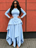 Elegant Layered Maxi Dress Women Long Sleeve O-Neck Layered Ruffle Asymmetrical Hem Long Dresses Evening Vestidos