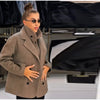 Elegant Women's Woolen Suit Jacket Vest 2 Pieces Set Loose Lapel Long Sleeve Breasted Jackets Knit Collar Vests Lady Coats