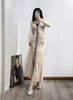 2 Colors Women A-Line Elastic Waist Robe Spring Contrast Color Slim Knit Midi Dress Spring
