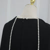 White Pearl Trim Cape Maxi Dress Women Elegant Long Sleeve Cinching Waist Muslim Robes Spring Eid Abaya Lady Dresses