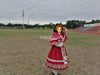 Christmas Year Kawaii Sweet Lace Ruffle Patchwork Puff Long Sleeve Lolita Dress for Women Red Princess Plaid Gown Party