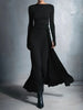 Elegant Long Sleeve Ruched Sexy Maxi Dress Women Gown Autumn Draped Bodycon Irregular Long Dresses Female Clothing