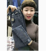 Middle-aged Women's Jeans Spring Fall Stretch Waist Denim Pants Large Size Loose Female Micro Flare Pants Winter Thick Warm Jean