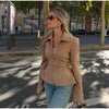 Vintage Waist Cinching Women Short Coat Long Sleeve Zipper Crop Lapel Coats Lady Daily Commute Street Outerwear