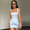 Women's White Floral Print Wide-strap Cami Dress With Waistband Satin Bodycon Mini Dresses Lady Elegant Party Robes