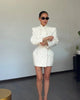 Chic Waist Cinching Suit Jacket Women Elegant V-neck Full Sleeves Single Breasted Shoulder Pad Slim Coat Lady Daily Outerwear