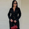 Black Denim Pant Sets Women's Two Pieces Set Slim Long Sleeve Shirt 2 Piece Sets Woman Outfit High Waist Flare Trousers Set