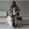 Women's Winter Jacket Hooded Drawstring Zipper Stand-Up Collar Lace Up Winter Jacket Female Loose Casual Chic Jackets For Ladies