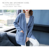 Knitted Shirt Casual Long Sleeve Loose Medium Length Outwear Sweater Coat Women Autumn Knitwears Cardigan Mujer
