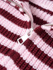 Spring Women's Loose and Lazy Style Sweater Cardigan Flared Lapel Long Sleeve Double Chain Stripe Knit Coat