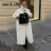 Women Long Double-sided Woolen Blend Coats Retro Loose Female Overcoat Single-Breasted Ladies Windbreak Autumn Winter