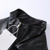 Vintage Zippers Short Leather Jackets Women's Casual Lapel Button Pockets Full Sleeve Coat Autumn Lady Chic Streetwear