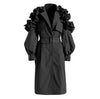 Spring Autumn Long Black Khaki Trench Coat for Women Belt Elegant Chic Stylish Designer Clothes Runway