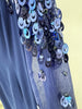 High Street Designer Women's Spliced Mesh Diamonds Beaded Long Sleeved Floor Length Maxi Long Dress