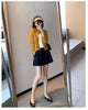 Style High‑Quality Women Pleated Blazer, Lapel Single Button Short Long‑Sleeve Coat, Casual Elegant Outerwear