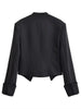 Women Baroque Cropped Jacket Military Inspired Structured Shoulder Asymmetric Hem Elegant Short Blazer Jacket Outerwear