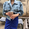 Coats Jackets Women Top Sexy Puff Long Sleeve Y2k Clothes Cropped Jacket Streetwear Women's Denim Shirt