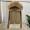 Knitwear Cardigan Women Spring Knitted Jacket Female Autumn Hooded Real Fox Fur Coat Natural Short Fur Coat Casual