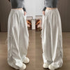 Harajuku Wide Leg Sweatpants for Woman Y2K Bow Lace-Up High Waist Oversized Pants Hip Hop Baggy Gray Sports Trousers Women