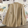 Korean Solid Color Lady Top Outwear Spring Autumn Long Sleeves Female Blazer Jacket Double-breasted Women Suit Coat