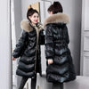 Winter Large Fur Collar Belt Thicken Down-cotton Jacket Women's Mid-length Coats Warm Slim Puffer Jacket Windbreaker Jacket