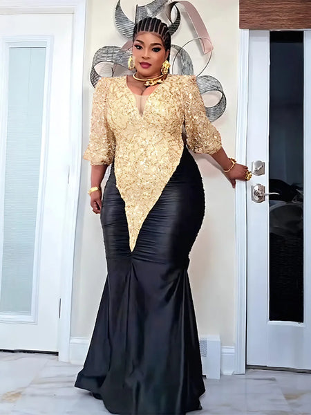 Elegant Women Party Dresses Dashiki Sequins Bodycon Robe Wedding Prom Birthday Evening Dress Spring Africa Clothing