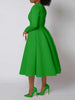 A Line High Waisted Dress Zipper in Back Women Long Sleeve Autumn Casual Dress Elegant Office Work Lady Dress Solid Color