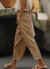 Women's Pants Elastic Waist Solid Color Lace Spliced Drawstring Pocket Simple Basic Casual 9-point Pants