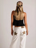 Back Sequin Star Long Pants Women Casual Contrast High Waist Loose Wide Leg Trousers Lady Spring Autumn Bottoms