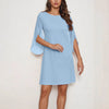 Woman Chiffon Bell Sleeve Shift Dress Woman Round Neck Soft Touch Lightweight Chic Design for Casual Elegance