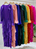 Ruffles Pleated Dress Women Round Neck Flare Sleeves Solid Maxi Belt Dresses Party Spring 2AA1502