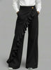 Ruffle Trim Womens Jeans High Waist Vintage Hip Hop Straight Baggy Denim Pants Street Y2K American Style Wide Leg Denim Trouser