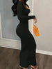 Women's Elegant Low-Cut Round Neck Long Dress