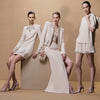 High Street Designer Suit Set Women's Rhinestone Diamonds Beaded Cardigan Jacket Split Half Skirt Set 2pcs