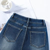 Women's Winter Fleece Jeans Thicken Warm Soft Loose Straight Korean Denim Pants Female Plush Velvet Wide Leg Pants