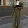 Women's Casual Versatile Office Formal Outfits Elegant Soft Shoulder Pad Blazer All Season Simple Commuter Straight Pants