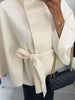 Women Solid Batwing Sleeve Outerwear Casual Stand-up Collar Waist Loose Long Sleeves Lady Jacket Lady Autumn Coats