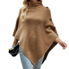 Autumn Winter Turtleneck Loose Women Pullover Shawl Cape Solid Color Knitted Long Tops Casual Sweater with Buttons