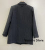 Woman 2025FW Grey Herringbone Wool Blazer Lapel Collar with Letters Embroidered Front Buttons Sides Pockets Long Sleeved Suits