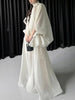 Loose Minimalist Elegant Dresses For Women High Neck Half Sleeves Patchwork Folds Elegant Dress Female Clothing
