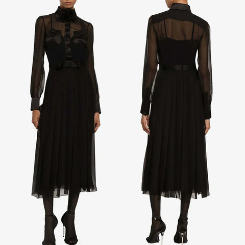 Customized Sexy Elegant Chiffon Midi Shirt Dress A-Line Evening Dresses Formal Prom Party Gowns for Women
